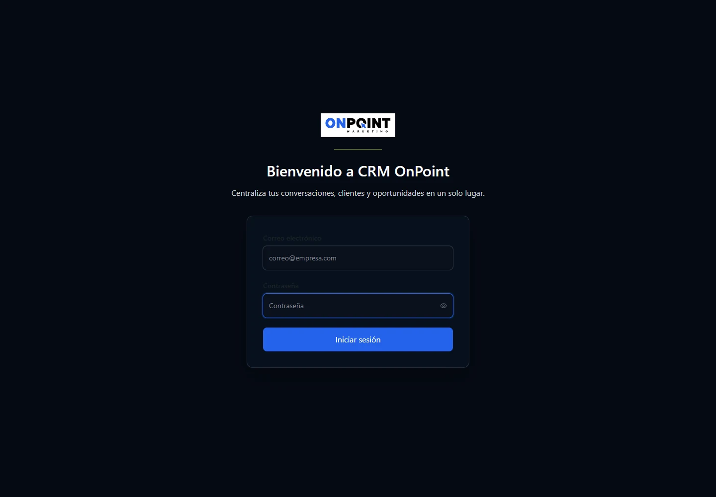 Captura real del proyecto OnPoint Marketing