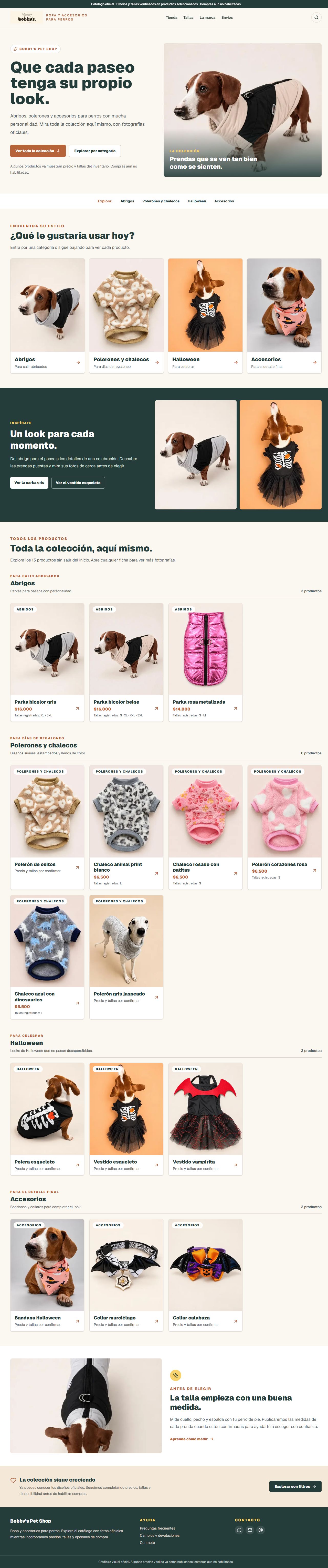 Captura real del proyecto Bobby’s Pet Shop