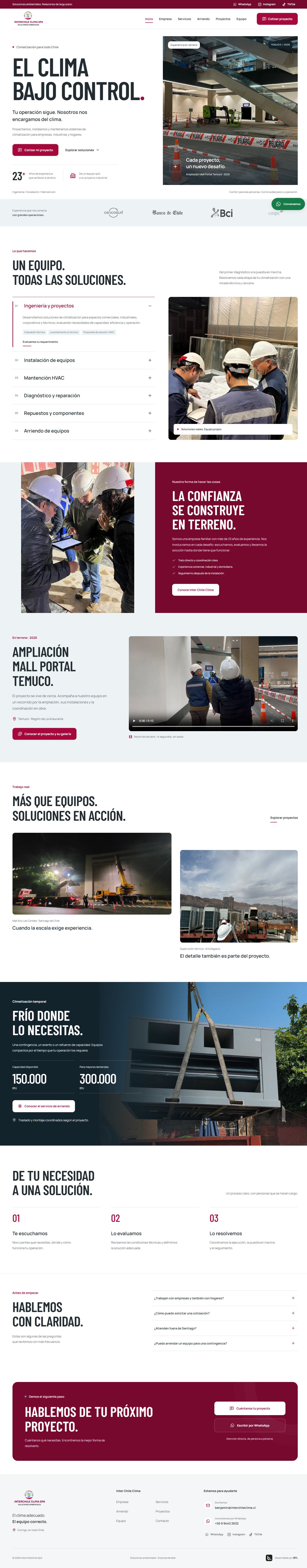 Captura real del proyecto Inter Chile Clima